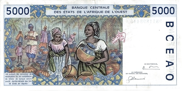 P313Cg Burkina Faso W.A.S. C 5000 Francs Year 1998